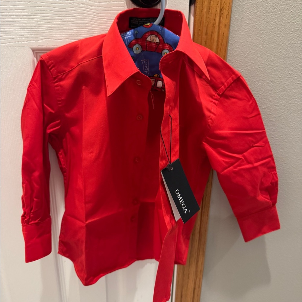 Brand new boys red dress shirt.  Toddler size 5.